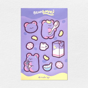 cartela de adesivos stickers bear loja create